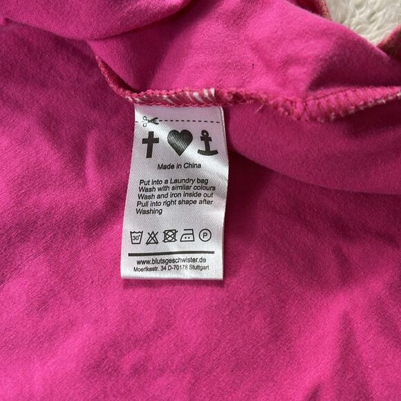 Blutsgseschwister pink and cream patterned a line knit midi dress, XL - Picture 10 of 11